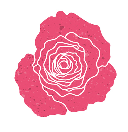 Red silhouette of rose, vector illustration isolated on white background.のイラスト素材