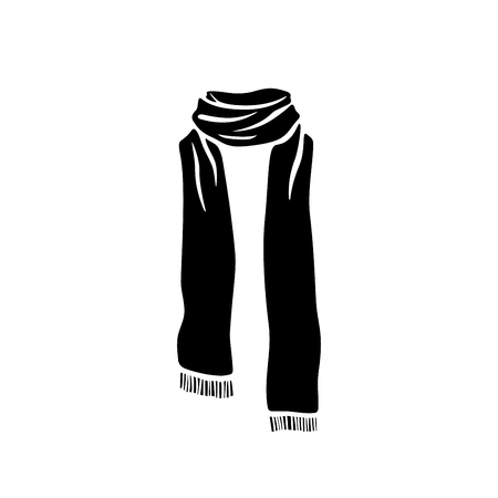 Scarf icon, winter cold season logo on white backgroundのイラスト素材