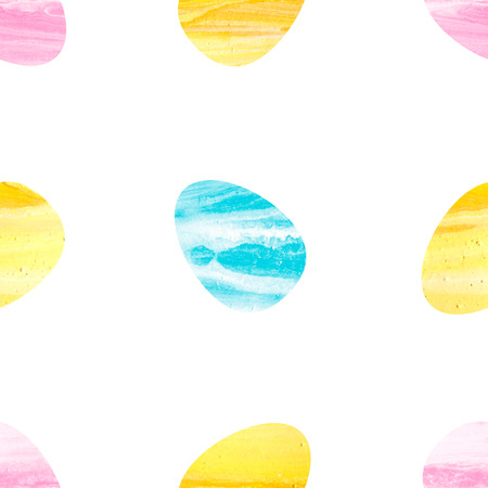 Seamless pattern of watercolor easter eggs. Happy Easter backgroundの写真素材