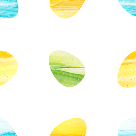 Seamless pattern of watercolor easter eggs. Happy Easter backgroundの写真素材