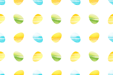 Seamless pattern of watercolor easter eggs. Happy Easter backgroundの写真素材
