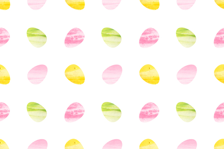 Seamless pattern of watercolor easter eggs. Happy Easter backgroundの写真素材