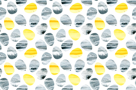 Seamless pattern of watercolor easter eggs. Happy Easter backgroundの写真素材