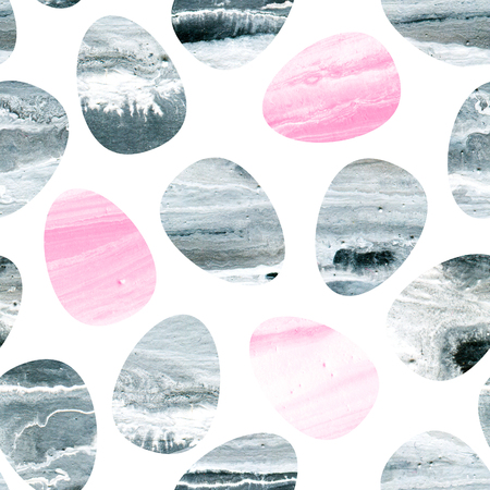 Seamless pattern of watercolor easter eggs. Happy Easter backgroundの写真素材
