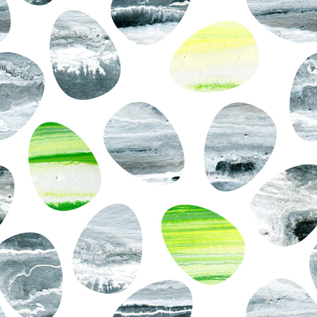 Seamless pattern of watercolor easter eggs. Happy Easter backgroundの写真素材