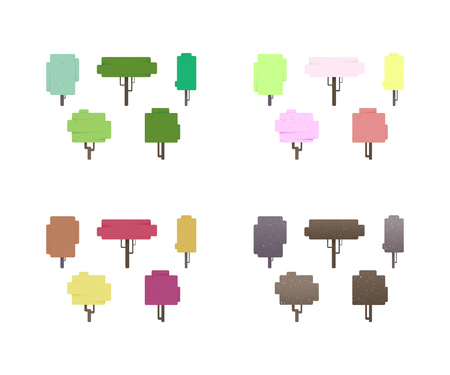 Tree icons on white background, vector illustrationのイラスト素材