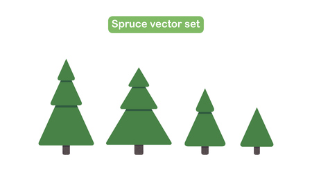 Various green Christmas trees with snow. Vector illustrationのイラスト素材