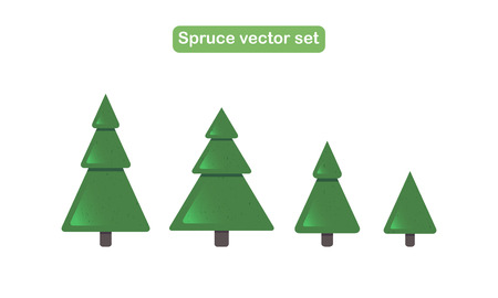 Various green Christmas trees with snow. Vector illustrationのイラスト素材