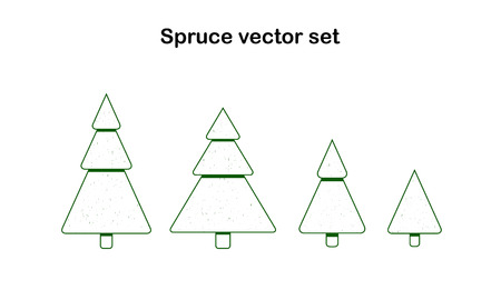 Various green Christmas trees with snow. Vector illustrationのイラスト素材