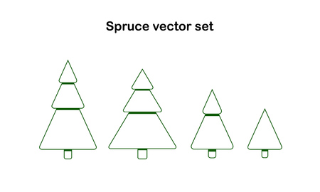 Various green Christmas trees with snow. Vector illustrationのイラスト素材