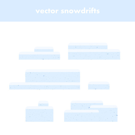 Collection of snowdrifts isolated on white background, vector illustration. Elements of winter decor. Snow cap covering landのイラスト素材