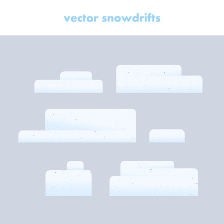 Collection of snowdrifts isolated on gray background, vector illustration. Elements of winter decor.のイラスト素材