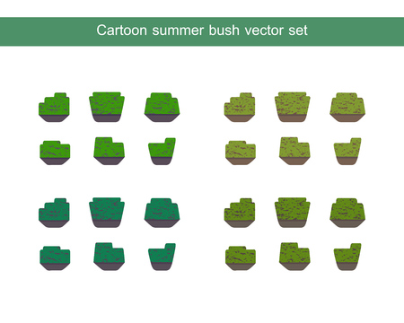 Green bush vector set, icons isolated on white backgroundのイラスト素材