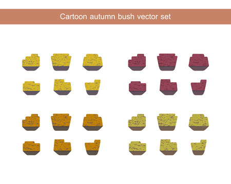 Autumn bush vector set, icons isolated on white backdrop.のイラスト素材