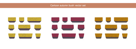 Autumn bush vector set, icons isolated on white backgroundのイラスト素材