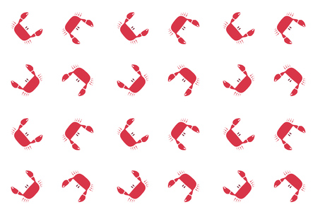 Cartoon minimalistic crab pattern with white backgroundのイラスト素材