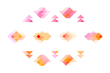 Colorful geometric background, pink and peach tones on white.の写真素材