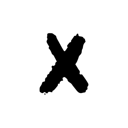 Vector hand drawn letter X with smooth acrylic brush style edges on whiteのイラスト素材