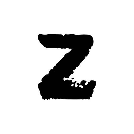 Vector hand drawn letter Z with smooth acrylic brush style edges on whiteのイラスト素材