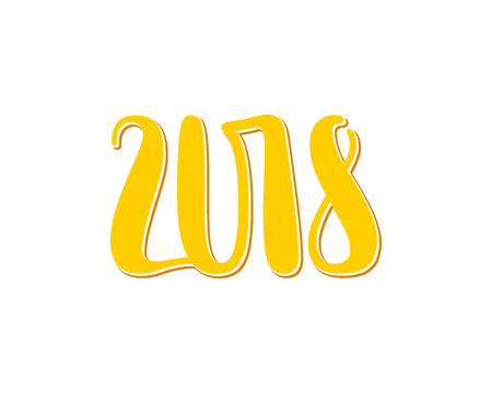Vector numbers 2018, new year template illustration. Hand lettering.のイラスト素材