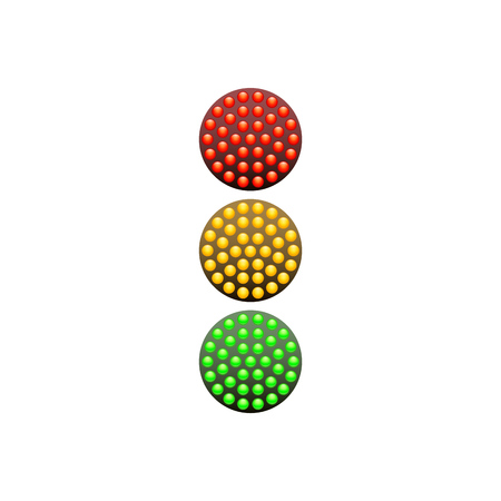 Traffic Light from red, yellow and green diodes isolated on white background. Vector illustration. Simple road sign iconのイラスト素材