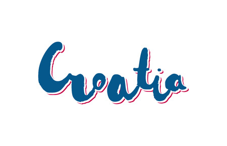 Grunge hand lettering of the European country - Croatia - for postcard, travel poster, historic maps and promotional materials of the travel agency, vector illustrationのイラスト素材