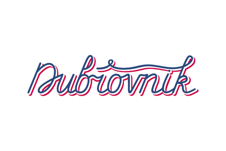 Hand lettering of Dubrovnik, city of Croatia - for postcard, travel poster, historic maps and promotional materials of the travel agency, vector illustrationのイラスト素材