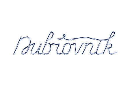 Hand lettering of Dubrovnik, city of Croatia with rope texture - for postcard, travel poster, historic maps and promotional materials of the travel agency, vector illustrationのイラスト素材