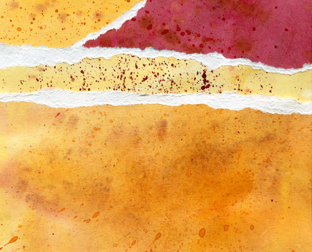 Abstract red, yellow and orange watercolor background, hand painted texture, paper illustrationの写真素材