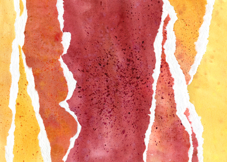 Abstract red, yellow and orange watercolor background, hand painted texture, paper illustrationの写真素材