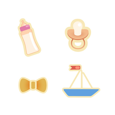 Newborn baby related vector icons on white background.のイラスト素材