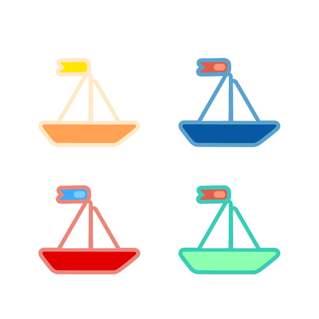 Set of cute vector boat in toy style isolated on white background.のイラスト素材