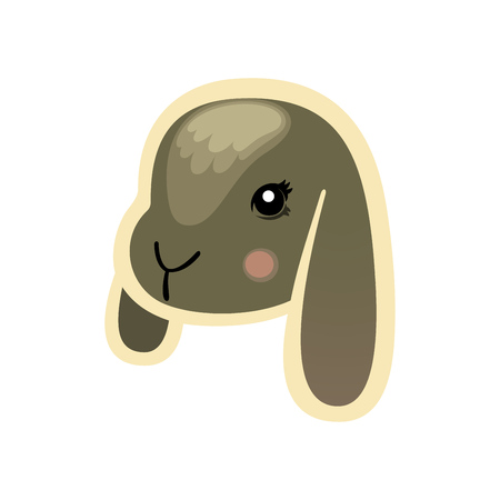 Little bunny head in cartoon style. Vector illustration Happy Easter Bunny.のイラスト素材