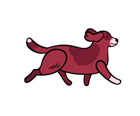 Vector colorful running dog, isolated on white.のイラスト素材