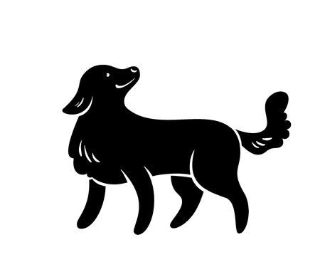 Vector silhouette of frendly dog, isolated on white.のイラスト素材