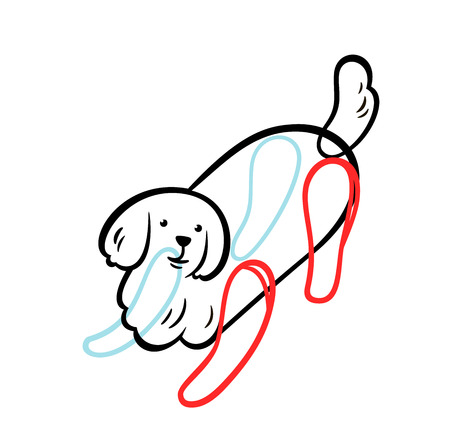 Vector big friendly fluffy dog in sketch style, isolated on white.のイラスト素材