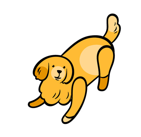 Vector yellow big friendly playing dog, isolated on white.のイラスト素材