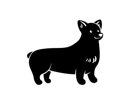 Vector silhuette of staying corgi, isolated on white background.のイラスト素材