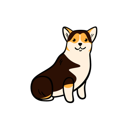 Vector corgi in cartoon style isolated on white backgroundのイラスト素材