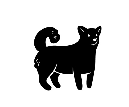 Vector silhouette of frendly dog, isolated on white.のイラスト素材