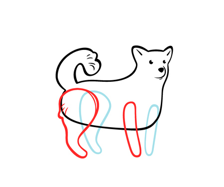 Vector dog in sketch style, isolated on white.のイラスト素材