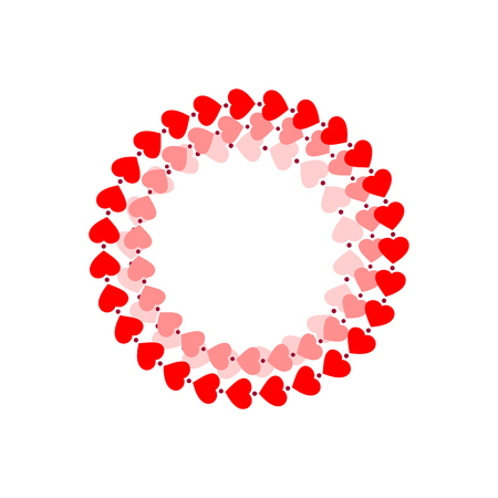 Valentines day circle frame of hearts isolated on white.のイラスト素材