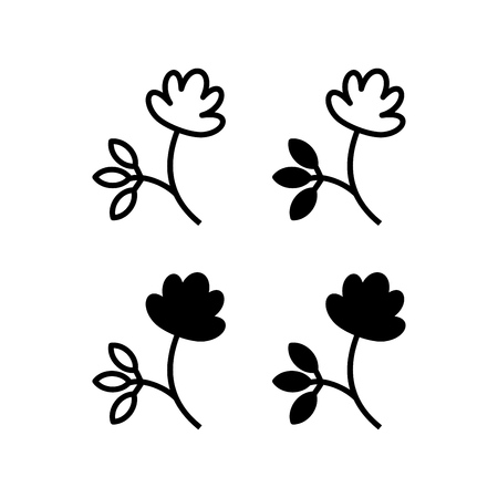Vector illustration of flower plant with flower isolated on white background.のイラスト素材