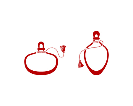 Perfume bottles with tassel icons set silhouette.のイラスト素材