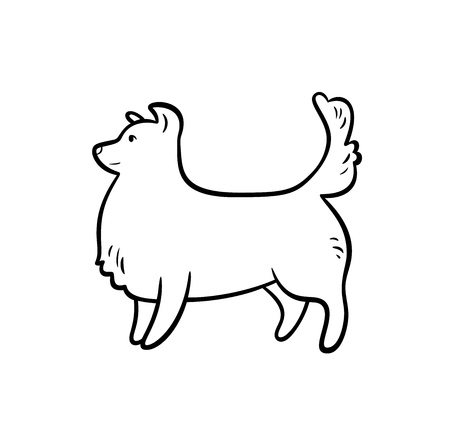 Vector staying outline dog, isolated on white.のイラスト素材