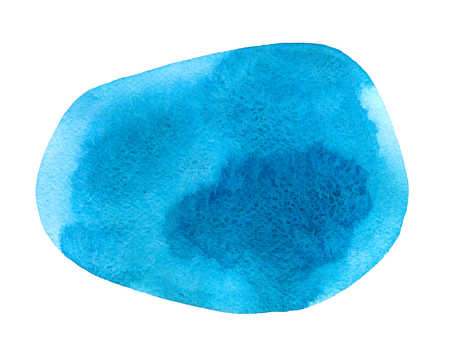 Abstract watercolor background, hand painted abstract blue roundish form for design and formalization isolated on whiteの写真素材
