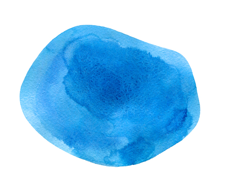 Abstract watercolor background, hand painted abstract blue roundish form for design and formalization isolated on whiteの写真素材