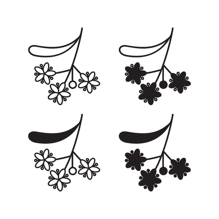 Vector illustration of claster of linden flowers . Icon set.のイラスト素材