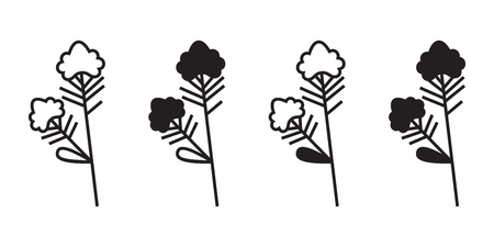 Vector illustration of plant with flower isolated on white background. Icon set.のイラスト素材