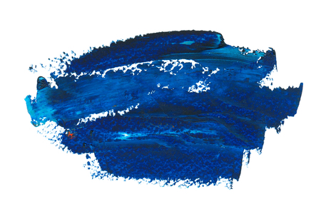 Abstract oil painting background, hand painted abstract dark blue strokes isolated on whiteの写真素材